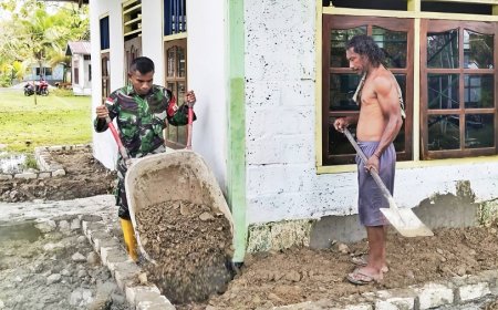 TNI-Rakyat Solid Gotong Royong Timbun Teras Gereja