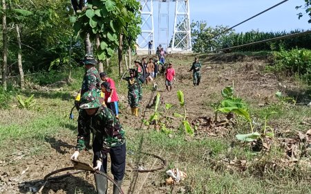 Progres Pembangunan Jembatan Gantung Garuda Kaliwuri Terus Dikebut