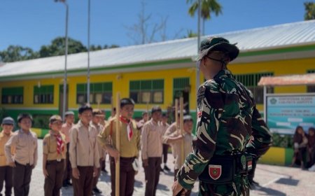 Prajurit Yonif TP 860/NSK Laksanakan Sosialisasi Gerakan Dasar PBB di MI At-Taqwa