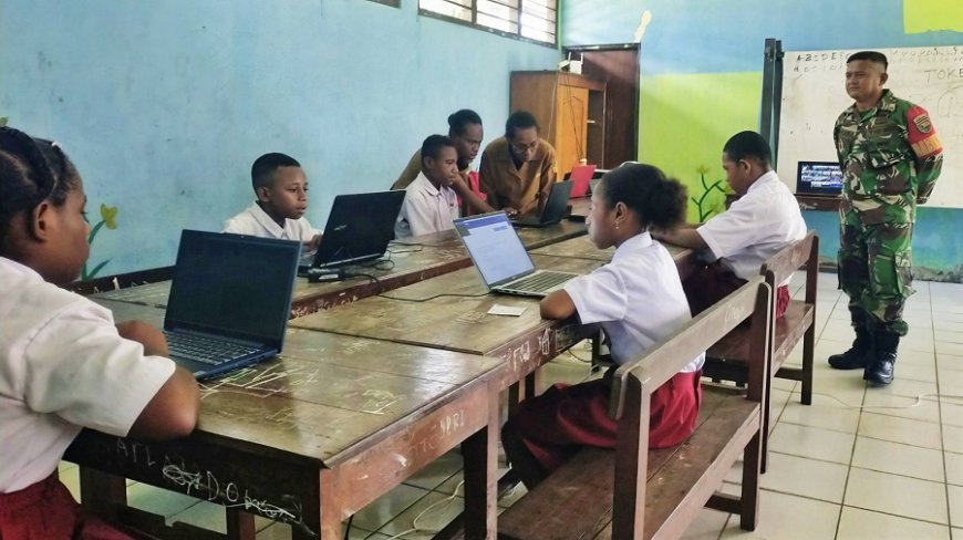 Sukseskan Ujian TKA Gelombang Pertama, Babinsa Berikan Motivasi dan Rasa Aman