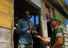 Mempererat Silaturahmi di Hari Raya, Prajurit Yonif TP 809/NTM Sisir Wilayah Sarmi Membagikan Daging Qurban ke Masyarakat