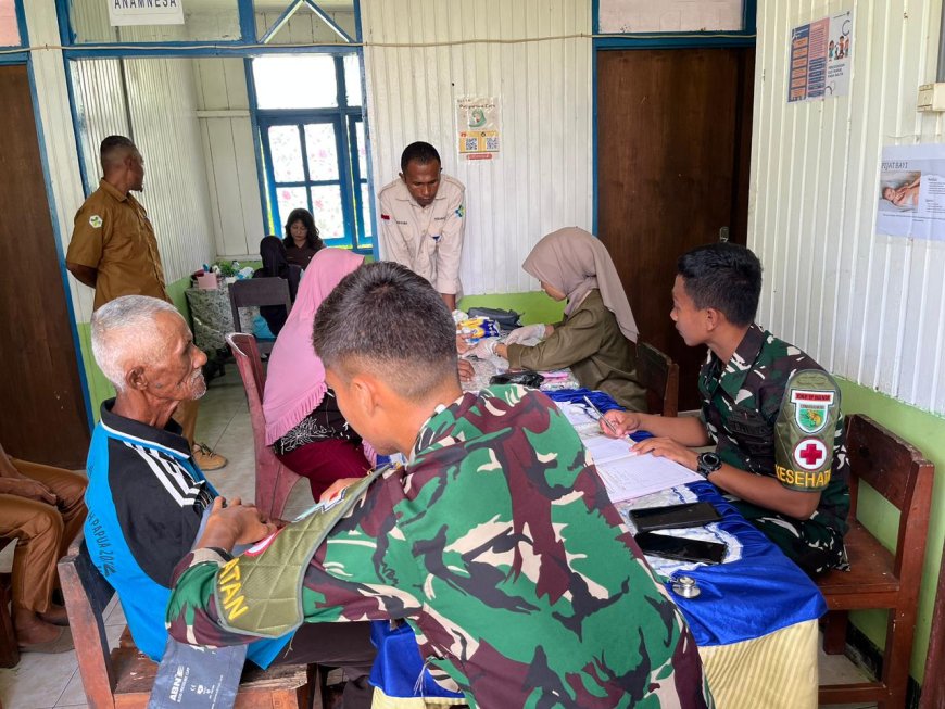 Prajurit Yonif TP 860/NSK Laksanakan Pendampingan Posyandu Lansia di Kampung Ruambak Jaya
