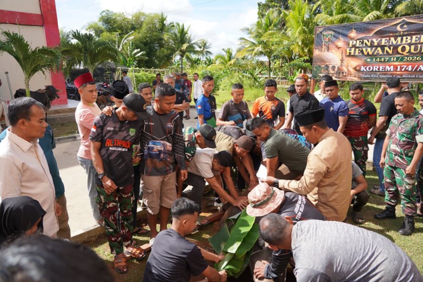 Danrem 174/ATW Serahkan Hewan Kurban, Wujud Kepedulian dan Semangat Berbagi di Hari Idul Adha