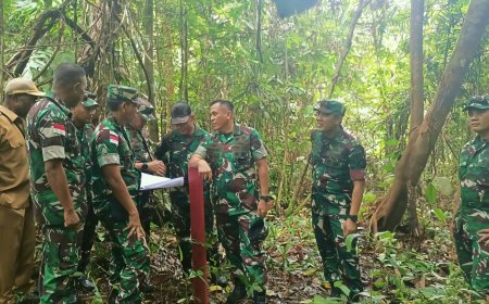Dampingi Pangdam  Dandim 1701/Jayapura Pastikan Kesiapan Lahan Cetak Sawah di Perbatasan Keerom