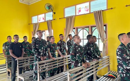 Prajurit Yonif TP 860/NSK Perkuat Iman dan Soliditas Melalui Ibadah Minggu Bersama