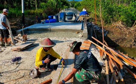 TNI Hadir untuk Rakyat Progres Jembatan Garuda Sungai Butuo II Capai 90 Persen