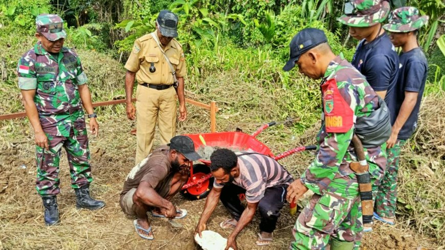 Danramil 1701-04/Arso Pimpin Ground Breaking Jembatan Garuda Tahap III di Kabupaten Keerom