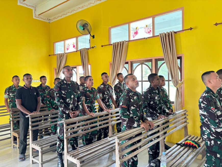 Prajurit Yonif TP 860/NSK Perkuat Iman dan Soliditas Melalui Ibadah Minggu Bersama