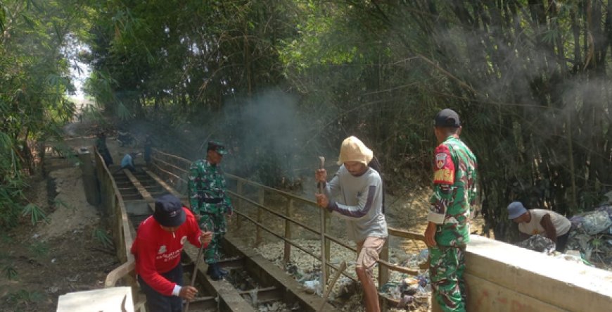 Progres Awal Pembangunan Jembatan Beton Garuda Di Harjasari Tunjukkan Semangat Gotong Royong TNI Dan Warga
