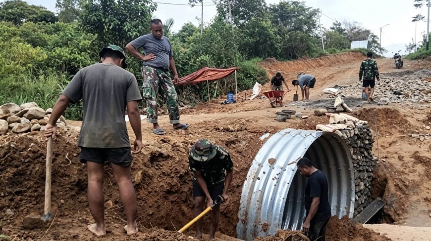 KOMPAK! Satgas Garuda Genjot Pembangunan Jembatan Akses Warga di Perbatasan