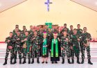 Memperkuat Iman dan Kemanunggalan TNI-Rakyat, Yonif TP 820/DAAI Gelar Ibadah Minggu Bersama di Bumi Cenderawasih