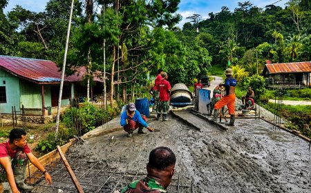 Tiga Lokasi Jembatan Garuda di Wilayah Kodim 1701/Jayapura Serentak Lakukan Pengecoran