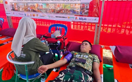 Tebar Semangat Kemanusiaan, Personel Korem 174/ATW Donorkan Darah di PMI Merauke