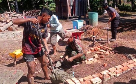 Perlahan Namun Pasti, Pondasi MCK TMMD ke-129 Kodim 1707/Merauke Mulai Berdiri