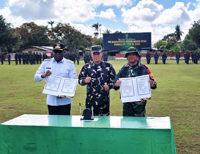 TMMD ke-129 Resmi Buka, TNI dan Pemda Bangun Kampung Wanam Untuk Kesejahteraan Masyarakat
