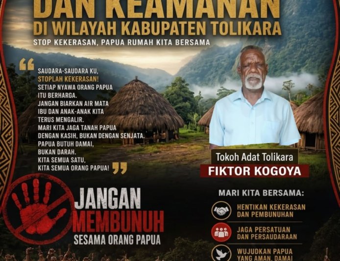 Tokoh Adat Tolikara Serukan Jaga Kamtibmas, Tolak Provokasi dan Kecam Pembunuhan di Yahukimo