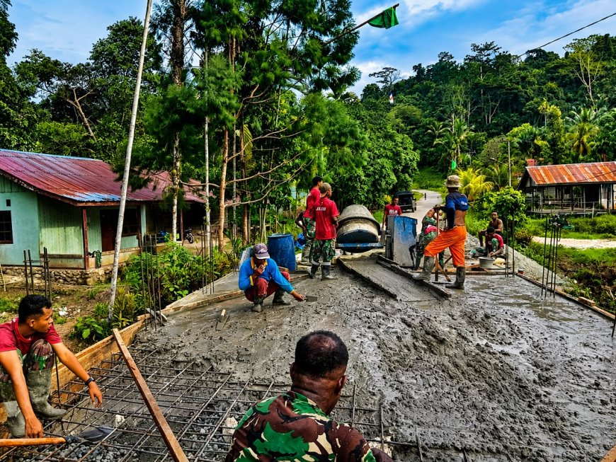 Tiga Lokasi Jembatan Garuda di Wilayah Kodim 1701/Jayapura Serentak Lakukan Pengecoran
