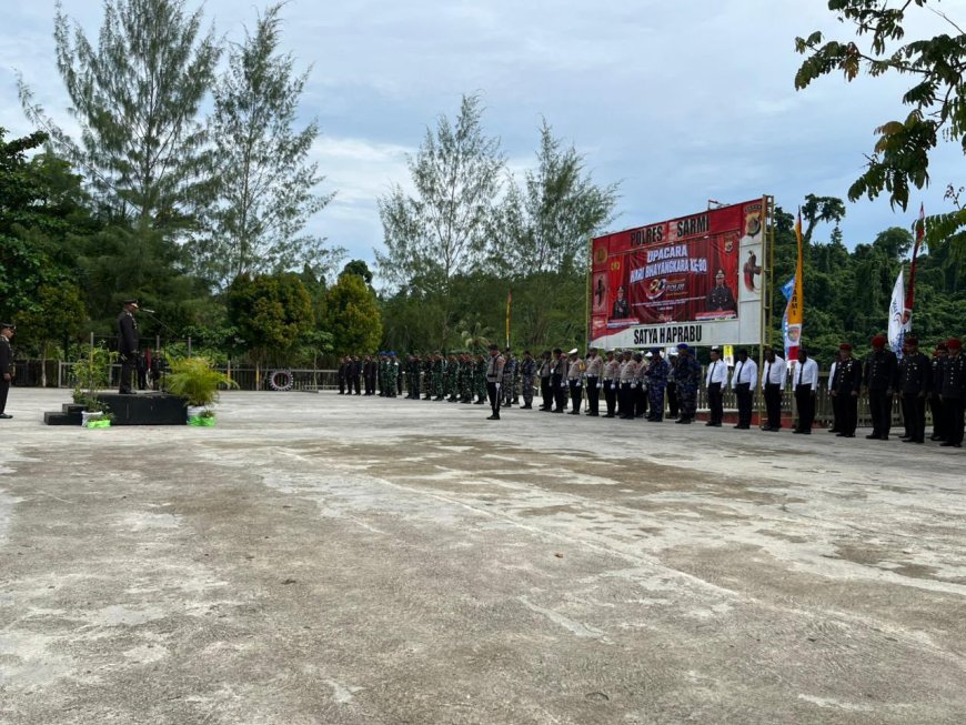 Sinergitas Tanpa Batas, Personel Yonif TP 809/NTM Hadiri Upacara HUT Bhayangkara ke-80 di Polres Sarmi