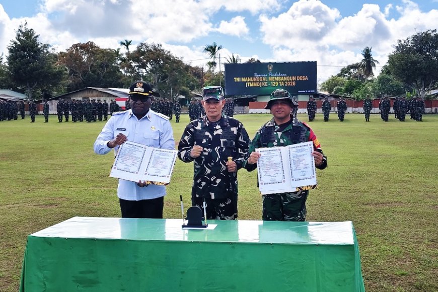 TMMD ke-129 Resmi Buka, TNI dan Pemda Bangun Kampung Wanam Untuk Kesejahteraan Masyarakat