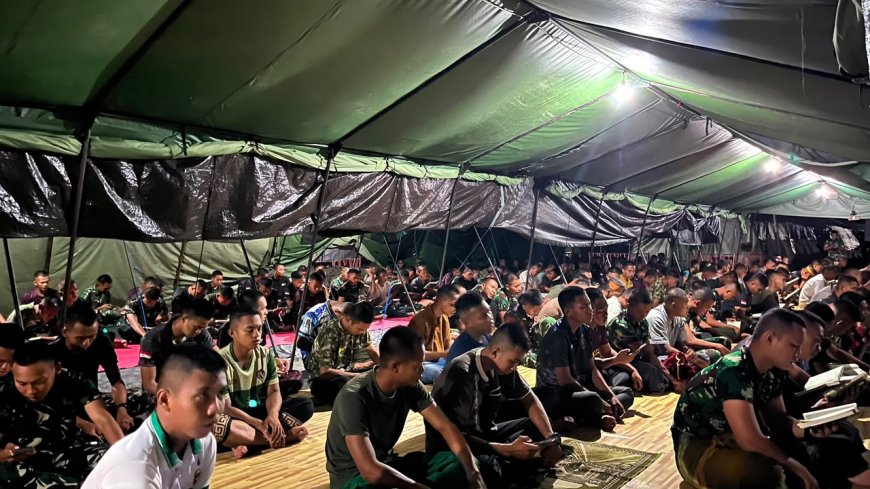 Perkuat Mental Spiritual di Medan Tugas, Prajurit Yonif TP 860/NSK Gelar Pengajian dan Yasinan Rutin di Waropen