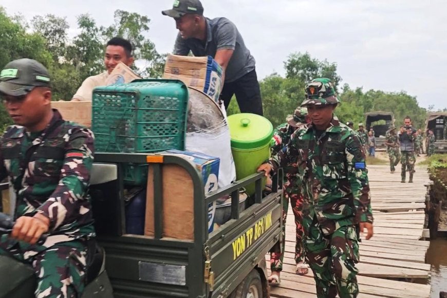 Motor Roda Tiga Jadi Tulang Punggung Transportasi Satgas TMMD ke-129 di Kampung Wanam