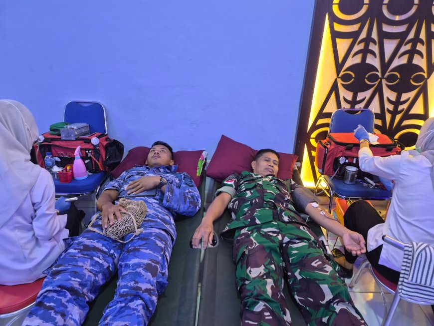Hari Bakti TNI AU untuk Indonesia Maju, Korem 174/ATW Hadir dalam Aksi Donor Darah
