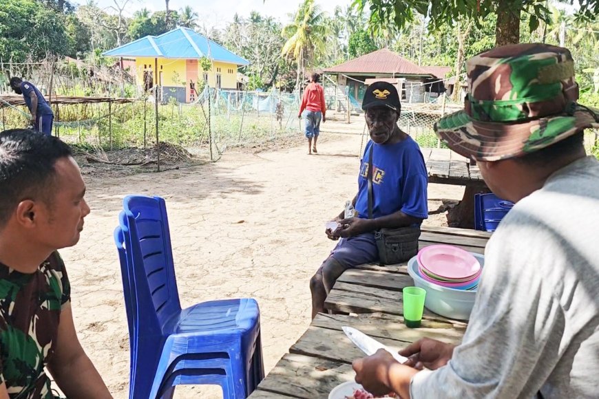 Warga Kampung Wanam Sambut Hangat Satgas TMMD ke-129 Kodim 1707/Merauke
