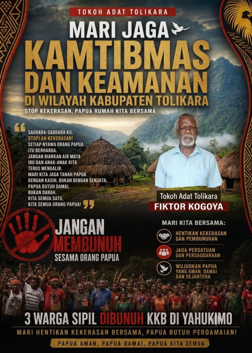 Tokoh Adat Tolikara Serukan Jaga Kamtibmas, Tolak Provokasi dan Kecam Pembunuhan di Yahukimo