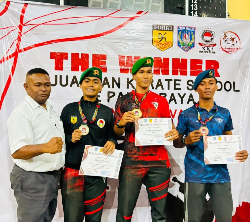 Prajurit Yonif TP 820/DAAI Sapu Medali di Kejuaraan Karate Piala Gubernur Papua Selatan