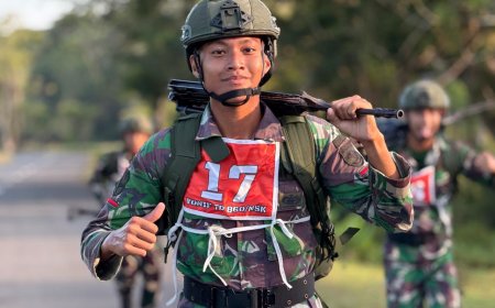 Semangat Sambut HUT Yonif TP 860/NSK, Prajurit Tempuh Lintas Medan Uji Fisik dan Mental Tempur