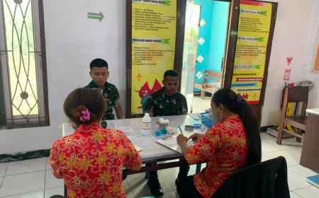 Sambut HUT ke-1, Prajurit Yonif TP 860/NSK Donor Darah di PMI Biak Numfor