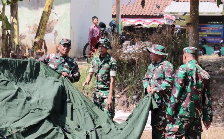 Tenda Penutupan Mulai Didirikan TMMD Reguler ke-129 Gumelem Kulon Segera Berakhir