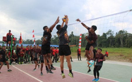 Dari Lapangan Voli Hingga Medan Tugas: Yonif TP 820/DAAI Kobarkan Semangat 'Satu Korsa untuk Kemenangan'