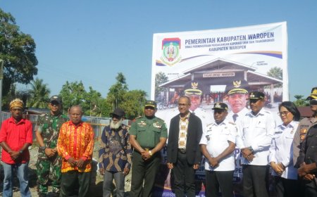 Peletakan Batu Pertama Pasar Rakyat Ureifaisei, Sinergi TNI dan Pemda Dorong Ekonomi Masyarakat Waropen