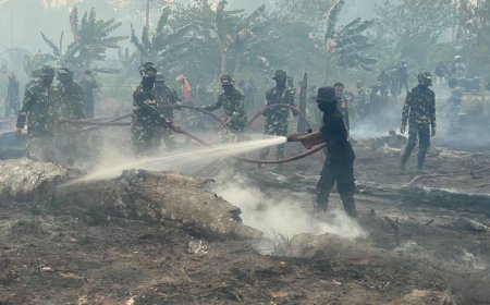 Yonif TP 804/DBAY Bergerak Cepat Padamkan Karhutla yang Kepung Nabire