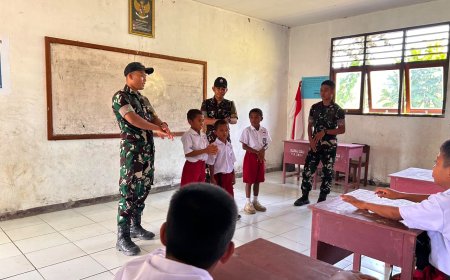 Yonif TP 860/NSK Edukasi Cuci Tangan di SD VI Ruambak Jaya, Tanamkan Hidup Bersih Sejak Dini