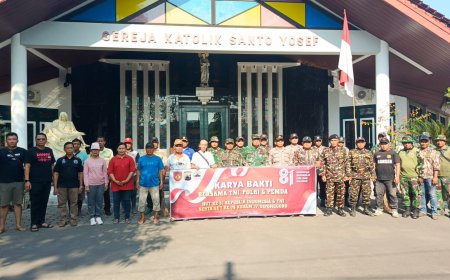 Kodim 0712/Tegal Gelar Karya Bakti Bersama di Gereja Mejasem Barat