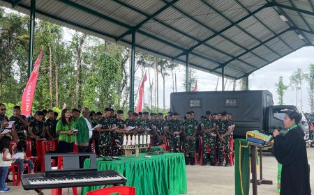 Ibadah Perdana Pos Pelayanan, Yonif TP 820/DAAI Perkuat Iman dan Kebersamaan di Bumi Cenderawasih