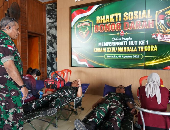 Donor Darah HUT Ke-1 Kodam XXIV/MT, Kasdam dan Ketua Persit Ajak Tebar Kepedulian untuk Sesama