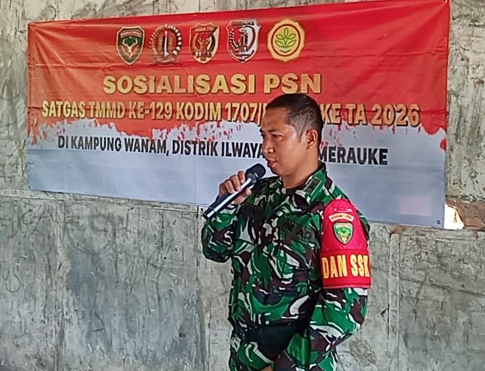 Satgas TMMD ke-129 Berikan Pemahaman Warga Wanam Tentang Program Strategis Nasional