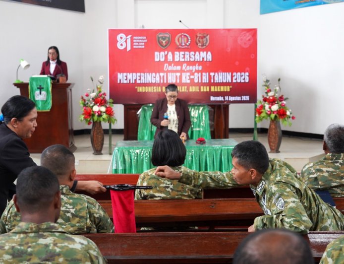 Doa Bersama HUT ke-81 RI, Prajurit Kodim 1707/Merauke Perkuat Iman dan Persatuan