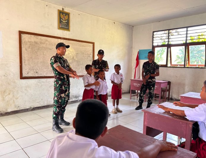 Yonif TP 860/NSK Edukasi Cuci Tangan di SD VI Ruambak Jaya, Tanamkan Hidup Bersih Sejak Dini