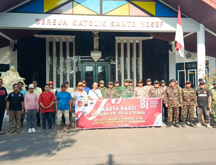 Kodim 0712/Tegal Gelar Karya Bakti Bersama di Gereja Mejasem Barat