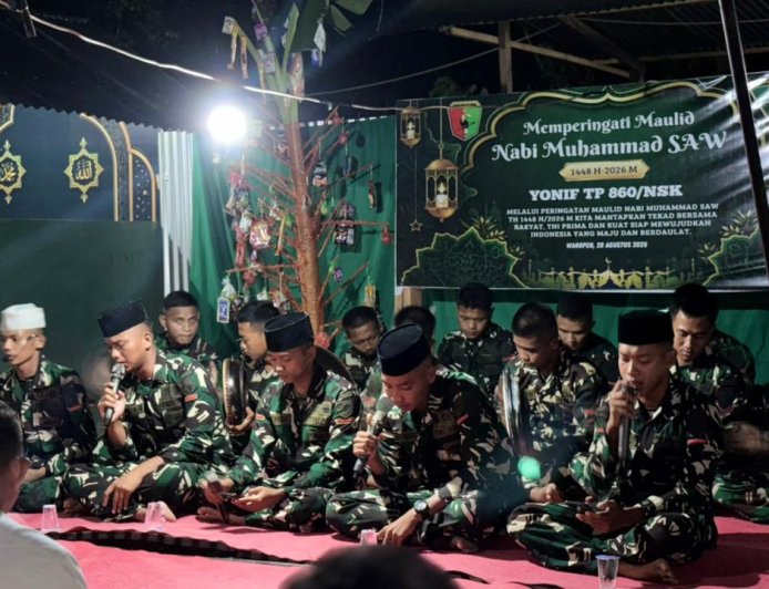 Peringati Maulid Nabi Muhammad SAW 1448 H, Prajurit Yonif TP 860/NSK Perkuat Keimanan dan Kekompakan