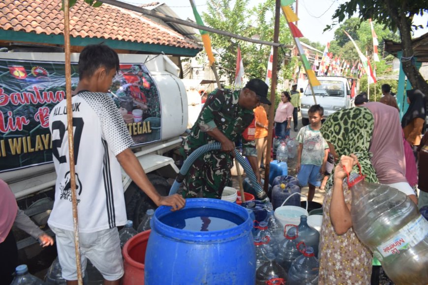 Kodim 0712/Tegal Salurkan Air Bersih untuk Warga Dukuhbangsa, Wujud Nyata Kepedulian TNI di Tengah Musim Kemarau