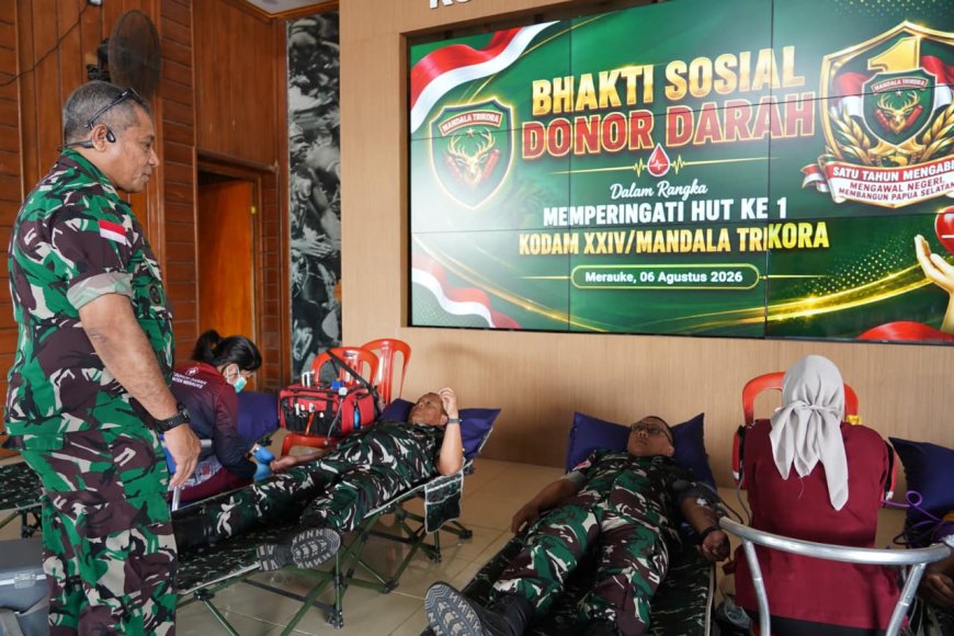 Donor Darah HUT Ke-1 Kodam XXIV/MT, Kasdam dan Ketua Persit Ajak Tebar Kepedulian untuk Sesama