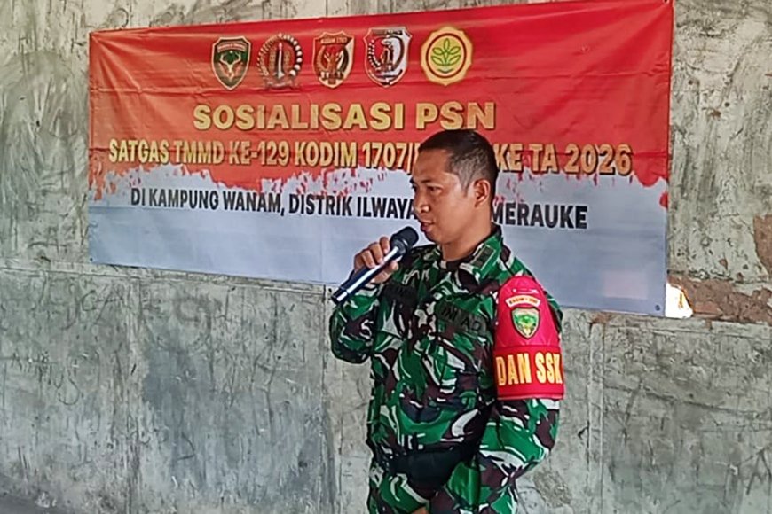 Satgas TMMD ke-129 Berikan Pemahaman Warga Wanam Tentang Program Strategis Nasional