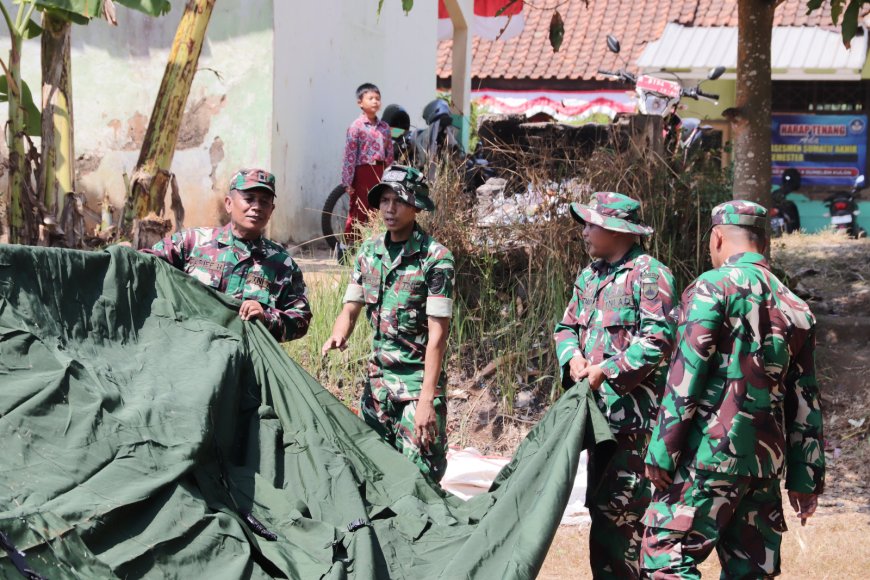 Tenda Penutupan Mulai Didirikan TMMD Reguler ke-129 Gumelem Kulon Segera Berakhir