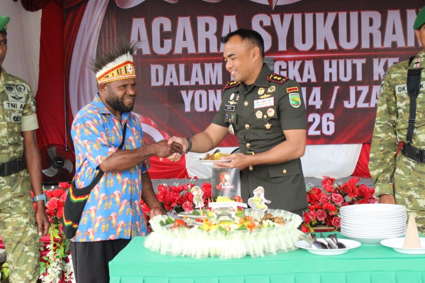 HUT Pertama Yonif TP 814/JZA: Kami Syukur Bersama Masyarakat, Hati Kitorang Semua Jadi Satu!