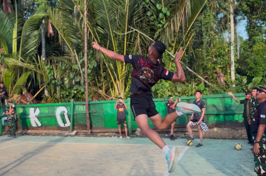 Semarak HUT Yonif TP 860/NSK, Prajurit Adu Sportivitas Lewat Lomba Bola Voli